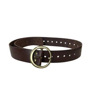 Banana Republic Brown Leather Belt With Brass Coloured Buckle Size S